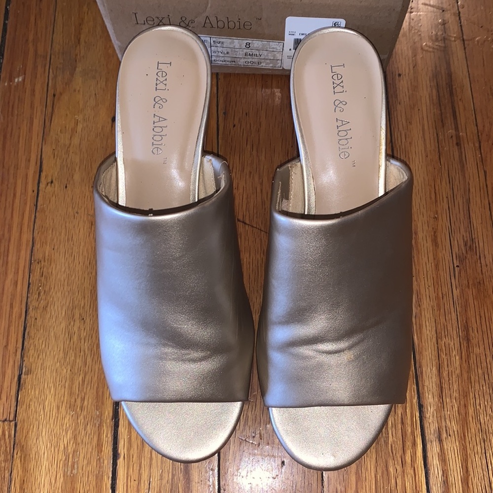 Metallic Gold Slide Mules